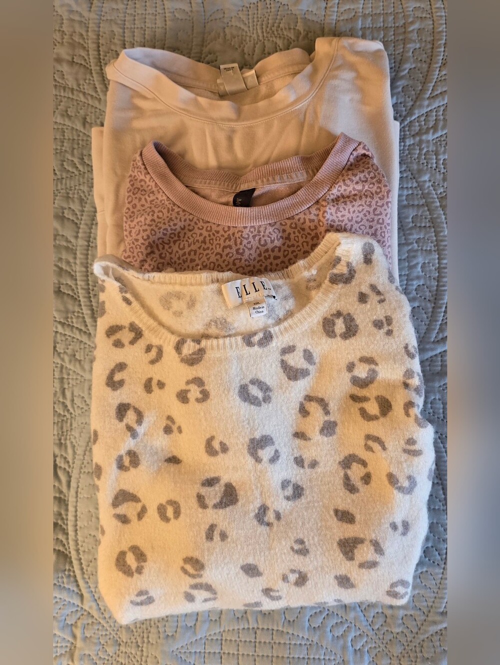Elle Cream Leopard-Print Crewneck Sweater. Mondeta Lavender Crew Neck. Crew Neck